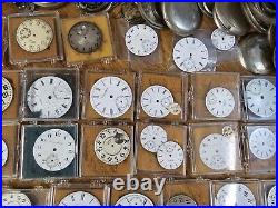 Huge Lot Pocket Watch Parts From Watch Repair Estate. Elgin Waltham & More