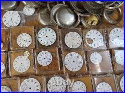 Huge Lot Pocket Watch Parts From Watch Repair Estate. Elgin Waltham & More