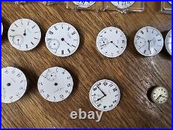 Huge Lot Pocket Watch Parts From Watch Repair Estate. Elgin Waltham & More