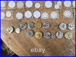 Huge Lot Pocket Watch Parts From Watch Repair Estate. Elgin Waltham & More