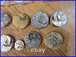 Huge Lot Pocket Watch Parts From Watch Repair Estate. Elgin Waltham & More