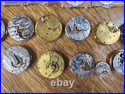 Huge Lot Pocket Watch Parts From Watch Repair Estate. Elgin Waltham & More