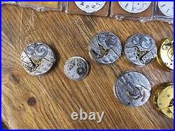 Huge Lot Pocket Watch Parts From Watch Repair Estate. Elgin Waltham & More