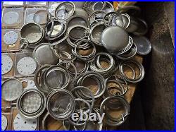 Huge Lot Pocket Watch Parts From Watch Repair Estate. Elgin Waltham & More