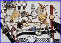 Huge Vintage & Modern Watch Lot Parts / Repair Bulova Timex Elgin Seiko Fashion