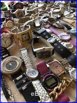 Huge Vintage & Modern Watch Lot Parts or Repair + Straps, Armitron, Timex, Lorus