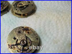 Keywound Pocket watch Mvts for parts or repairs. Total 10/7 have chains /as is