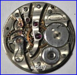 L Howard Pocket Watch Movement 21 Jewels 5 Positions For Parts/repairs #w98