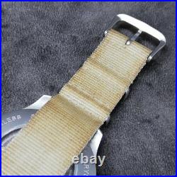 LACO Quartz Watch 39mm Broken Crystal Glass Parts Repair Junk 26cm Strap MS254