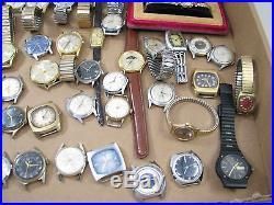 Large Lot Of 40+ Vintage Watch Wristwatch Parts Repair