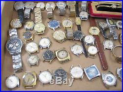 Large Lot Of 40+ Vintage Watch Wristwatch Parts Repair