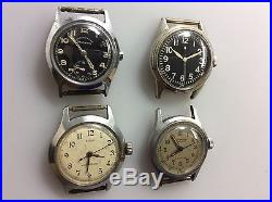 Lot 4 Military Watches (silvana/elgin/crawford/helvetia) Parts Or Repair (as Is)