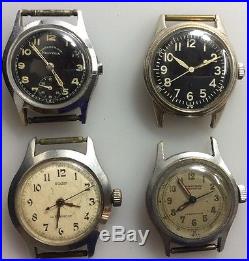 Lot 4 Military Watches (silvana/elgin/crawford/helvetia) Parts Or Repair (as Is)