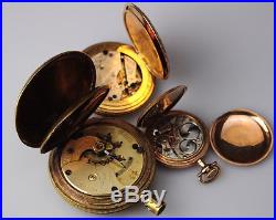 LOT 6 WALTHAM ELGIN STANLEY Pocket Watches Hunter GOLD FILLED Parts Repair Scrap