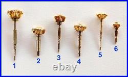 LOT OF 6 (Six) Vintage Pocket Watch GOLD Filled CROWNS & STEMS FOR PARTS REPAIR