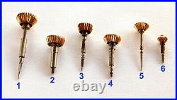 LOT OF 6 (Six) Vintage Pocket Watch GOLD Filled CROWNS & STEMS FOR PARTS REPAIR