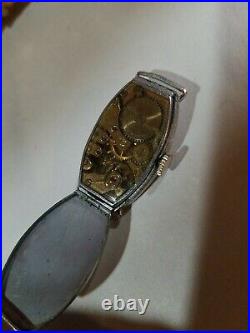 Ladies Patent 1924 Emerald Accent Hinged Case Watch For Parts/Repair Keeps Time