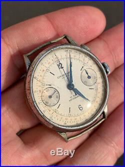 Landeron Hahn Chronograph Monopusher Working For Parts Repair Vintage Watch