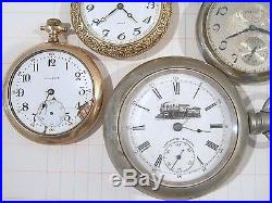 Large Lot Antique Vintage Pocket Watches Repair Parts Scrap Elgin Illinois Swiss