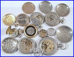 Large Lot Antique Vintage Pocket Watches Repair Parts Scrap Elgin Illinois Swiss