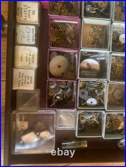 Large Lot Swartchild 2 Drawer Metal Cabinet Swiss Materials Watch Parts Repair