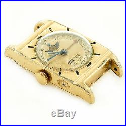 Le Coultre Gold Dial 10k Gold Filled Mens Date/day Watch Head For Parts/repairs