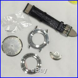 Leather strap waterproof fit eta 2824 movement watch case set repair parts