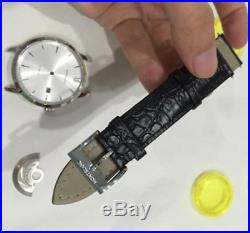 Leather strap waterproof fit eta 2824 movement watch case set repair parts