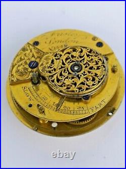 London Maker Verge Pocket Watch Movement for Repair Diamond Stone (J63)