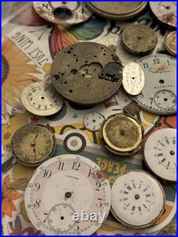 Lot # 1 LARGE LOT OF VINTAGE WATCH MOVEMENT PARTS REPAIR