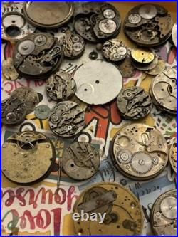 Lot # 1 LARGE LOT OF VINTAGE WATCH MOVEMENT PARTS REPAIR