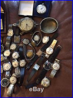 Lot 50 Vintage Mens Watches + Turtle Desk Watch For Parts / Repair