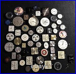 Lot 57 Watch Movements & Dials Faces For Parts / Repair / Crafting / Artwork