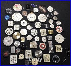 Lot 57 Watch Movements & Dials Faces For Parts / Repair / Crafting / Artwork