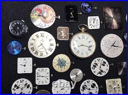 Lot 57 Watch Movements & Dials Faces For Parts / Repair / Crafting / Artwork