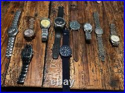 Lot 8 Mens Watches Parts Repair Sweda Seiko Columbia Kors Georgia Power