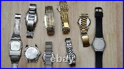 Lot 9 Wrist Watch Men Women Casio Databank Seiko ESQ Fossil Parts Repair