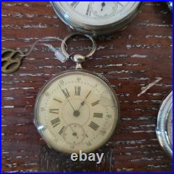 Lot Of 11 Pocket Watches-Mixed Brands And Sizes For parts/ Repair