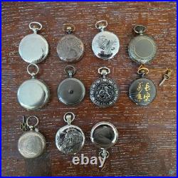 Lot Of 11 Pocket Watches-Mixed Brands And Sizes For parts/ Repair