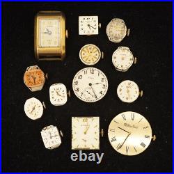 Lot Of 13 Vintage Mechanical Watch Movements for Parts/Repair- Free Shipping USA
