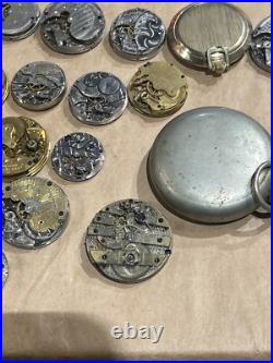 Lot Of 22 Mixed Pocket Watch Movements All For Repair/parts Elgin Waltham Others