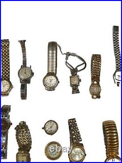 Lot Of 23 Vintage & Recent Men & Women's Watch Lot For Parts Or Repair As Is