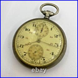 Lot Of 3 Lip & Others Pocket Watch Open Face Chronographs Repair/parts