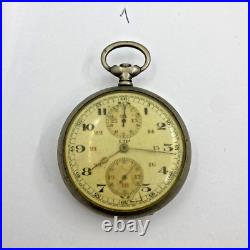 Lot Of 3 Lip & Others Pocket Watch Open Face Chronographs Repair/parts