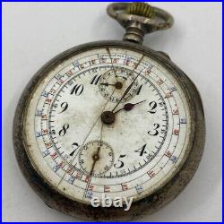 Lot Of 3 Lip & Others Pocket Watch Open Face Chronographs Repair/parts