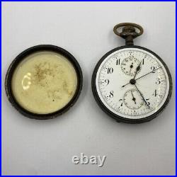 Lot Of 3 Lip & Others Pocket Watch Open Face Chronographs Repair/parts