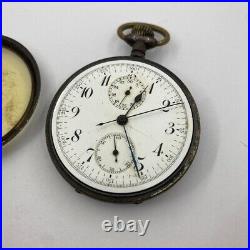 Lot Of 3 Lip & Others Pocket Watch Open Face Chronographs Repair/parts