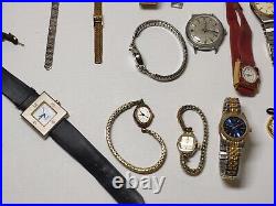 Lot Of 30+ Vintage Watches Gruen Timex Giano JJ Harman Elgin Parts Repair