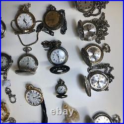 Lot Of 40 Assorted Pocket Watches Untested Vintage New Parts Repair Good