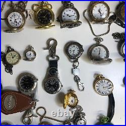 Lot Of 40 Assorted Pocket Watches Untested Vintage New Parts Repair Good